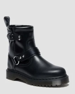 Dr. Martens Last Chance Styles|Last Chance Styles*Anistone Harness Orleans Leather Biker Boots in Black Black — Orleans
