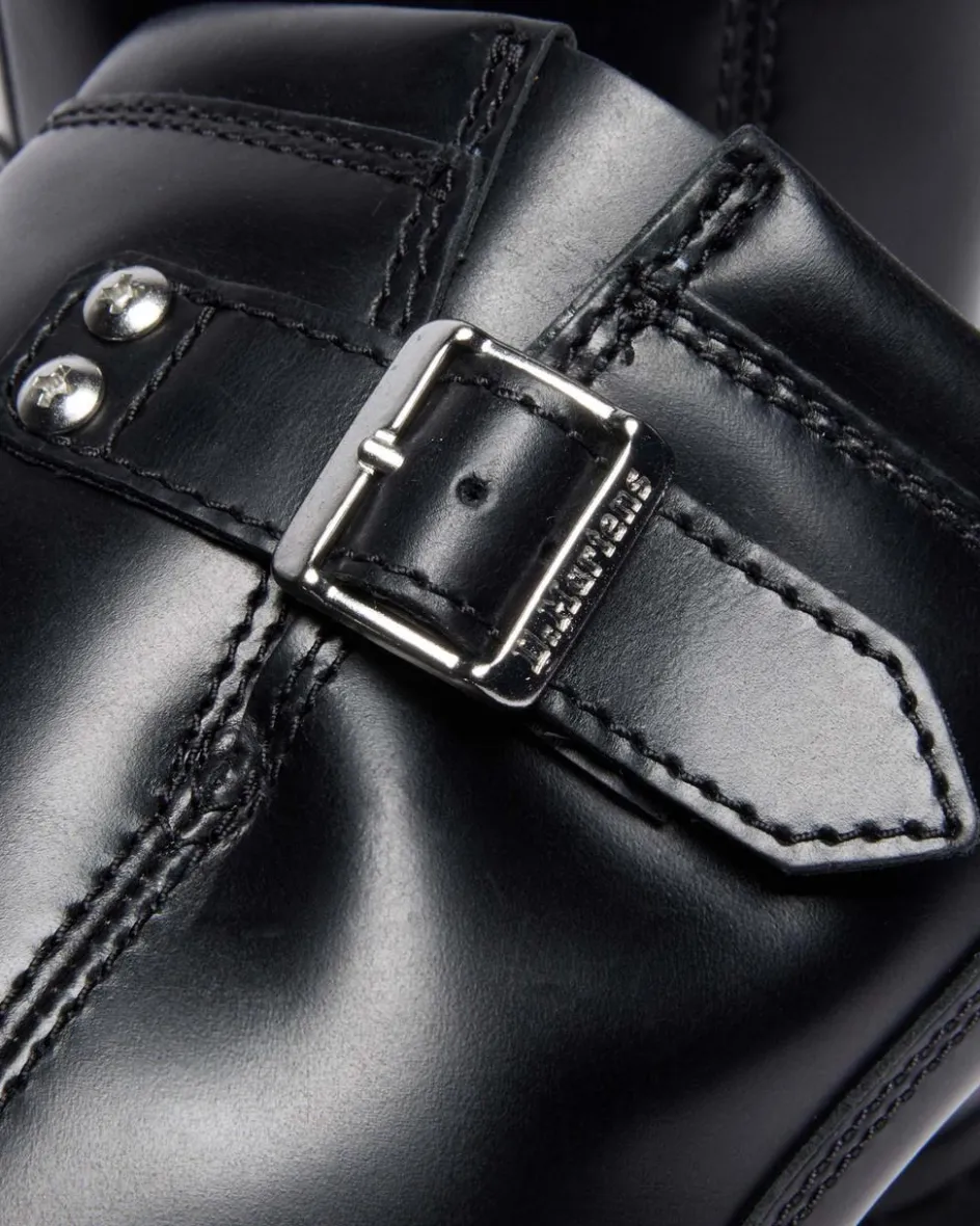 Dr. Martens Last Chance Styles|Last Chance Styles*Anistone Harness Orleans Leather Biker Boots in Black Black — Orleans