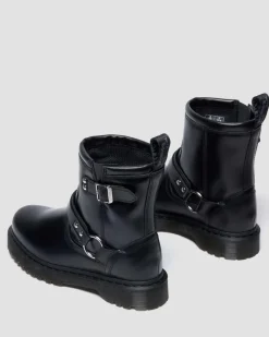 Dr. Martens Last Chance Styles|Last Chance Styles*Anistone Harness Orleans Leather Biker Boots in Black Black — Orleans