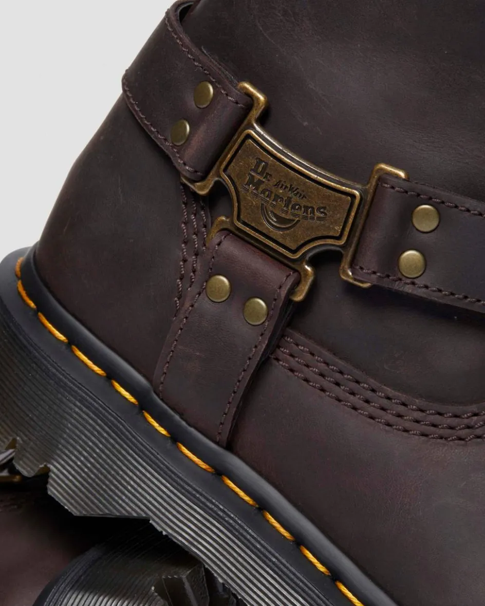 Dr. Martens Tall And Knee High Boots|New And Featured*Anistone Hi Leather Biker Boots in Dark Brown Dark Brown — BURNISHED WAXY PULL UP WP
