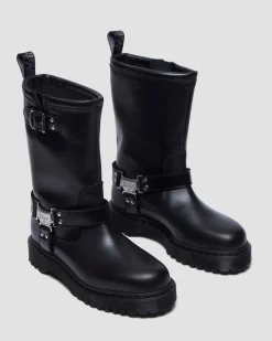 Dr. Martens Tall And Knee High Boots|New And Featured*Anistone Hi Leather Biker Boots in Black Black — Wanama
