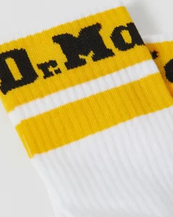 Dr. Martens Last Chance Styles|Last Chance Styles*Athletic Logo Organic Cotton Blend Socks in White White+Yellow — Cotton Blend