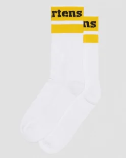Dr. Martens Last Chance Styles|Last Chance Styles*Athletic Logo Organic Cotton Blend Socks in White White+Yellow — Cotton Blend