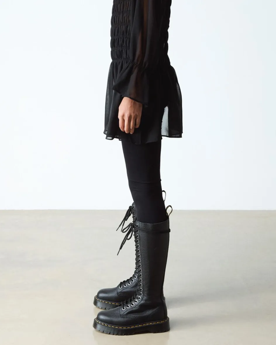 Dr. Martens Platform Boots|New And Featured*1B60 Bex Pisa Leather Knee High Boots in Black Black — Pisa