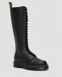 Dr. Martens Platform Boots|New And Featured*1B60 Bex Pisa Leather Knee High Boots in Black Black — Pisa