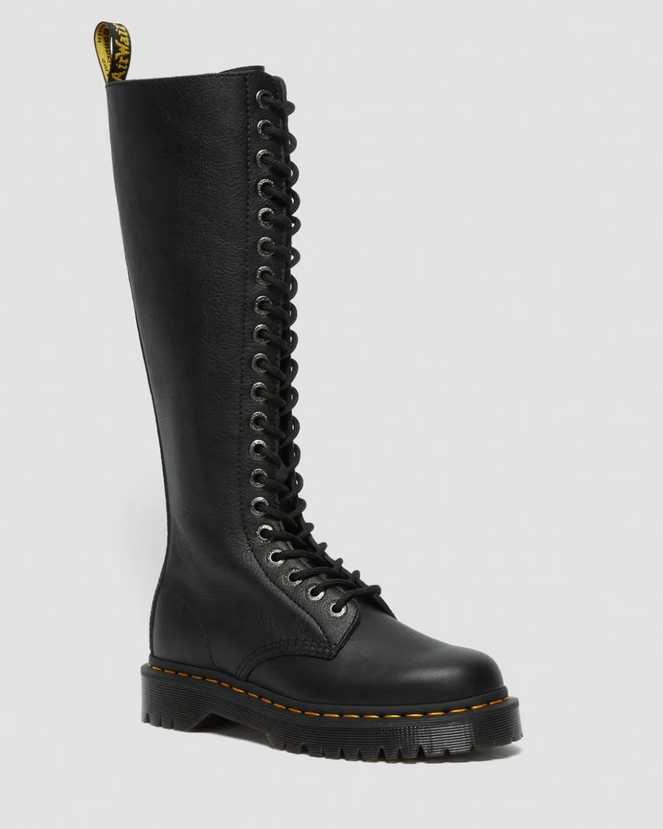 Dr. Martens Platform Boots|New And Featured*1B60 Bex Pisa Leather Knee High Boots in Black Black — Pisa