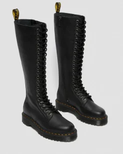Dr. Martens Platform Boots|New And Featured*1B60 Bex Pisa Leather Knee High Boots in Black Black — Pisa