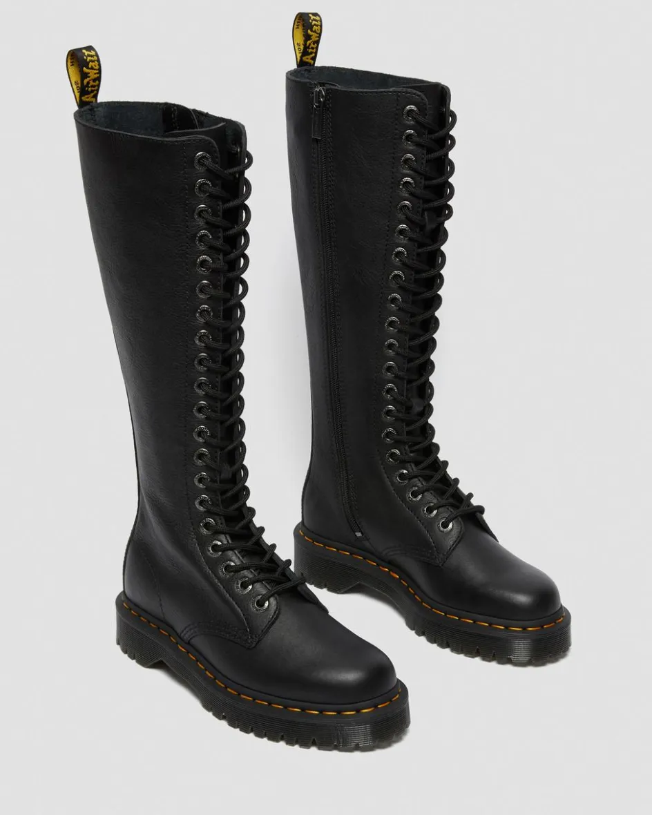 Dr. Martens Platform Boots|New And Featured*1B60 Bex Pisa Leather Knee High Boots in Black Black — Pisa