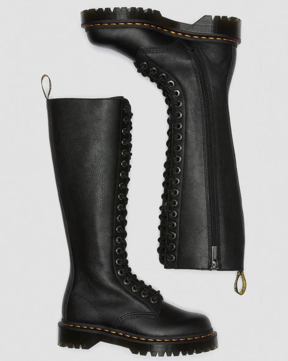 Dr. Martens Platform Boots|New And Featured*1B60 Bex Pisa Leather Knee High Boots in Black Black — Pisa