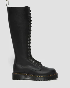 Dr. Martens Platform Boots|New And Featured*1B60 Bex Pisa Leather Knee High Boots in Black Black — Pisa