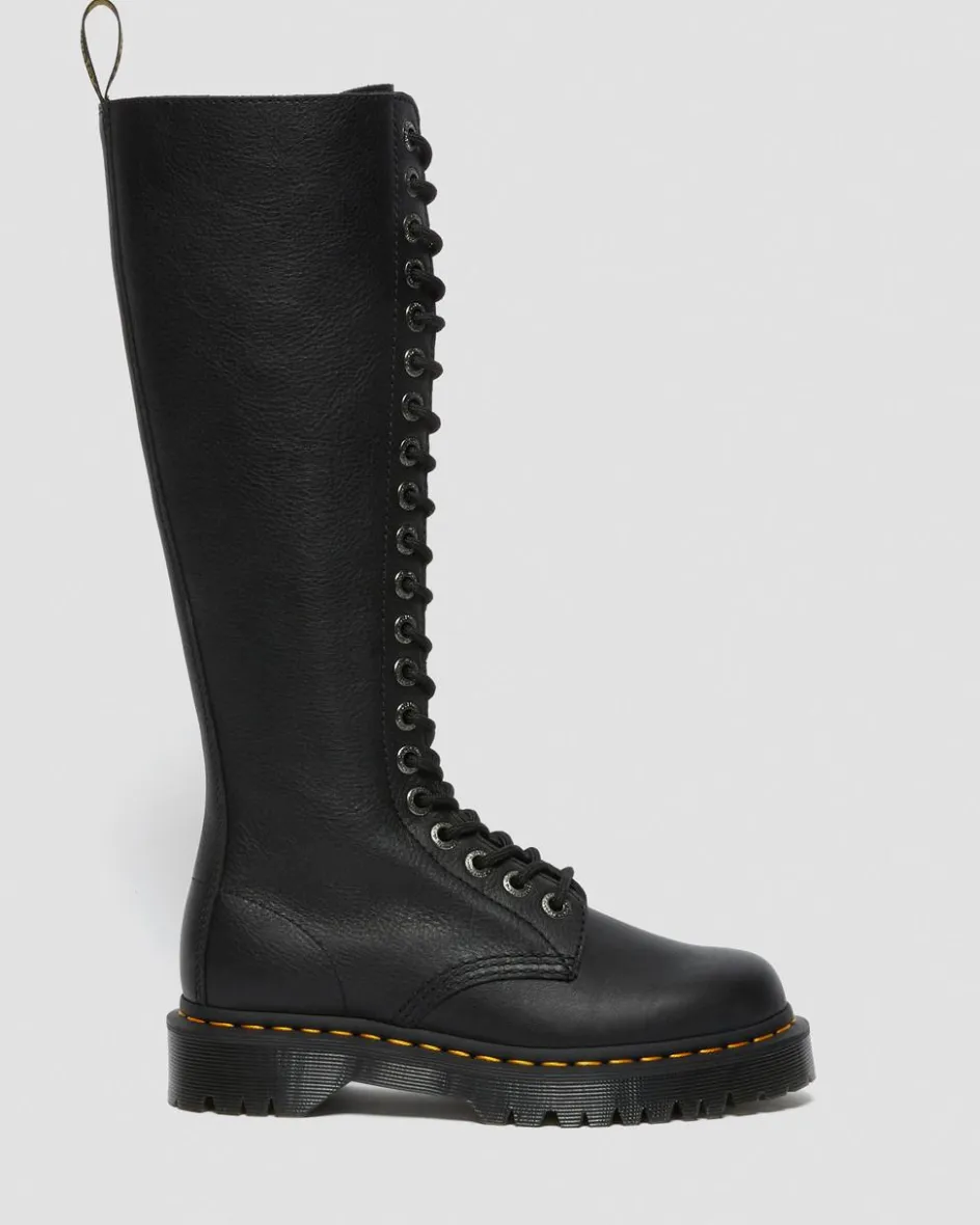 Dr. Martens Platform Boots|New And Featured*1B60 Bex Pisa Leather Knee High Boots in Black Black — Pisa