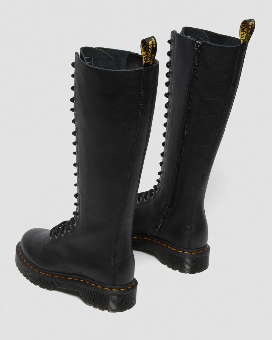 Dr. Martens Platform Boots|New And Featured*1B60 Bex Pisa Leather Knee High Boots in Black Black — Pisa