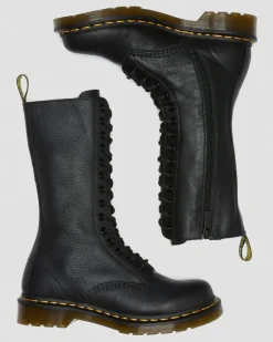 Dr. Martens Last Chance Styles*1B99 Virginia Leather Mid Calf Boots in Black Black — Virginia