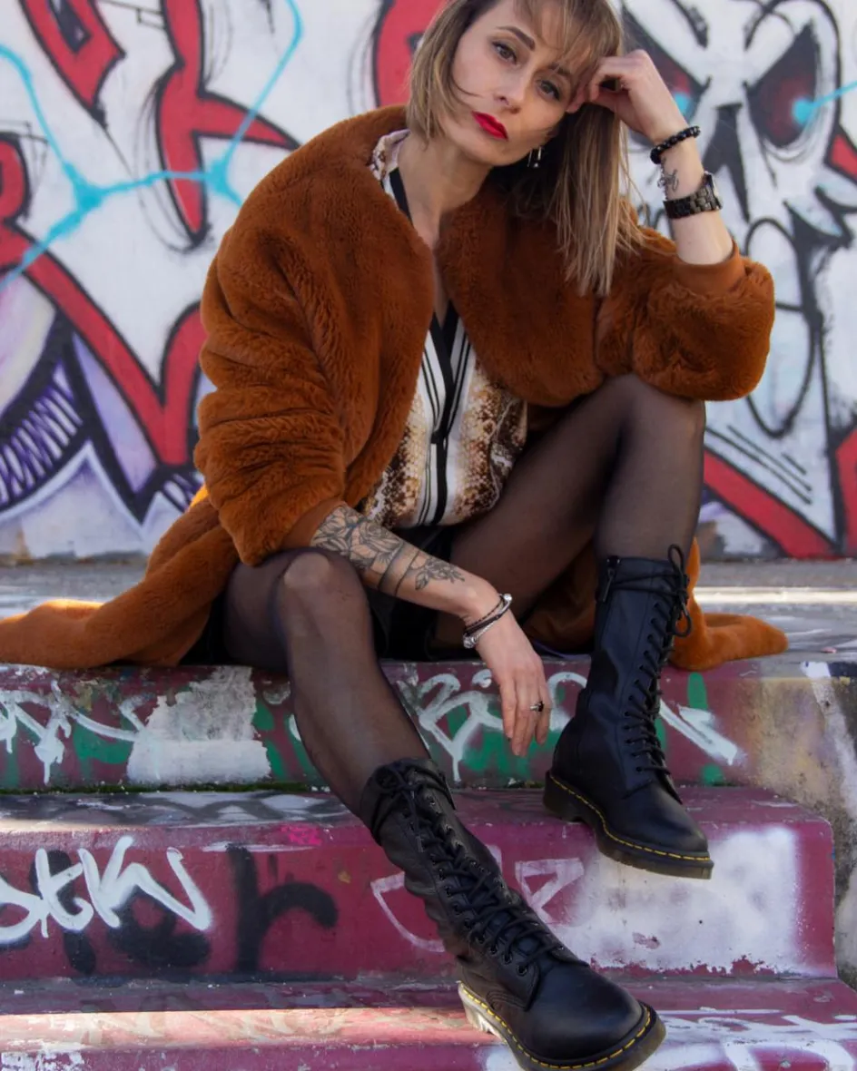 Dr. Martens Last Chance Styles*1B99 Virginia Leather Mid Calf Boots in Black Black — Virginia