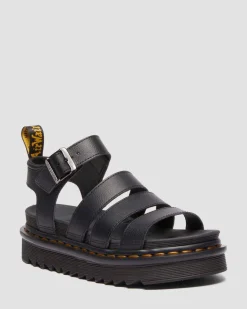 Dr. Martens Sandals|New And Featured*Blaire Athena leather strap sandals in Black BLACK — Athena