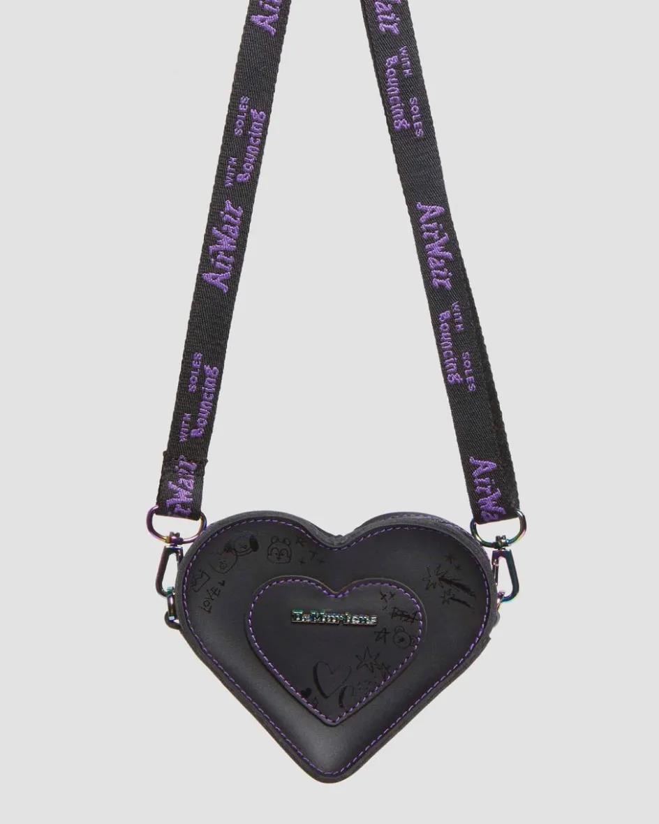 Dr. Martens Accessories|Bags*BT21 Mini Heart Shaped Leather Bag in Black Black — Nappa Leather