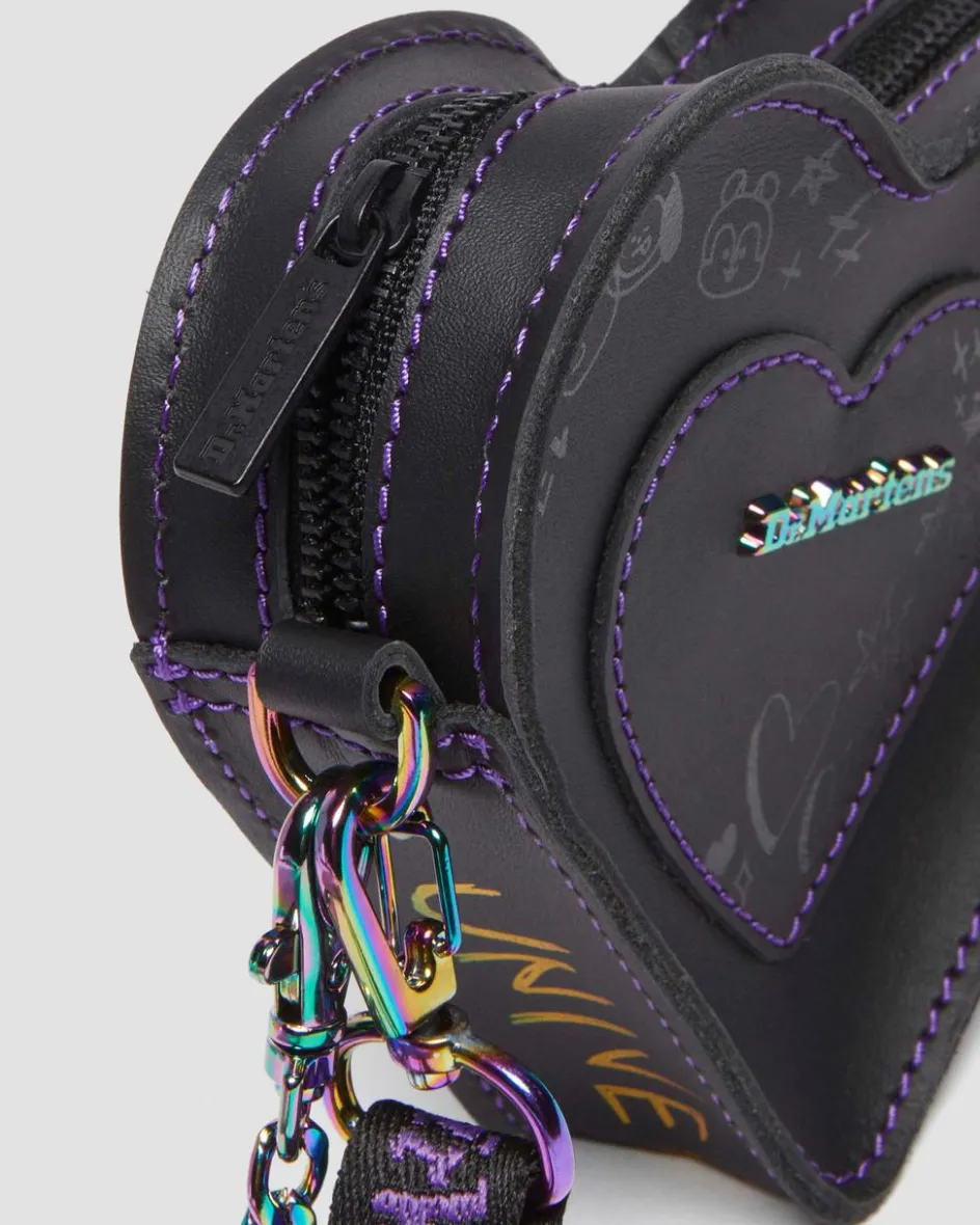 Dr. Martens Accessories|Bags*BT21 Mini Heart Shaped Leather Bag in Black Black — Nappa Leather