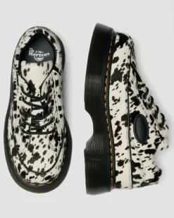 Dr. Martens Shoes|Platform Shoes*Buzz 5-Eye Dalmatian Hair On Leather Shoes in Cream & Black Cream & Black — Dalmatian Print Hair On