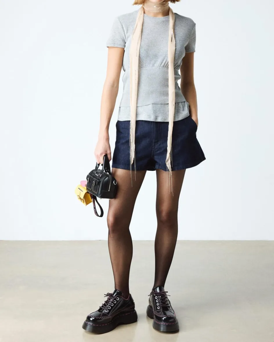 Dr. Martens Shoes|Platform Shoes*Buzz 5-Eye Distressed Patent Leather Shoes in Black Black — Distressed Patent