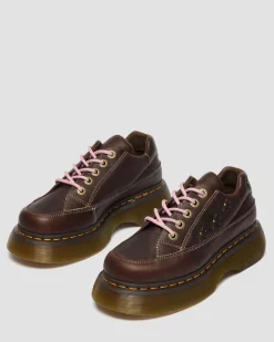 Dr. Martens Shoes|Platform Shoes*Buzz 5-Eye Flower Grizzly Leather Shoes in Dark Brown Dark Brown — Grizzly