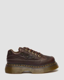 Dr. Martens Shoes|Platform Shoes*Buzz 5-Eye Flower Grizzly Leather Shoes in Dark Brown Dark Brown — Grizzly