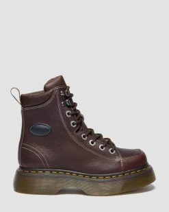 Dr. Martens Buzz: 90S-Inspired Chunky Soles|Brown & Tan Boots And Shoes*Buzz 8-Eye in Dark Brown Dark Brown — Grizzly