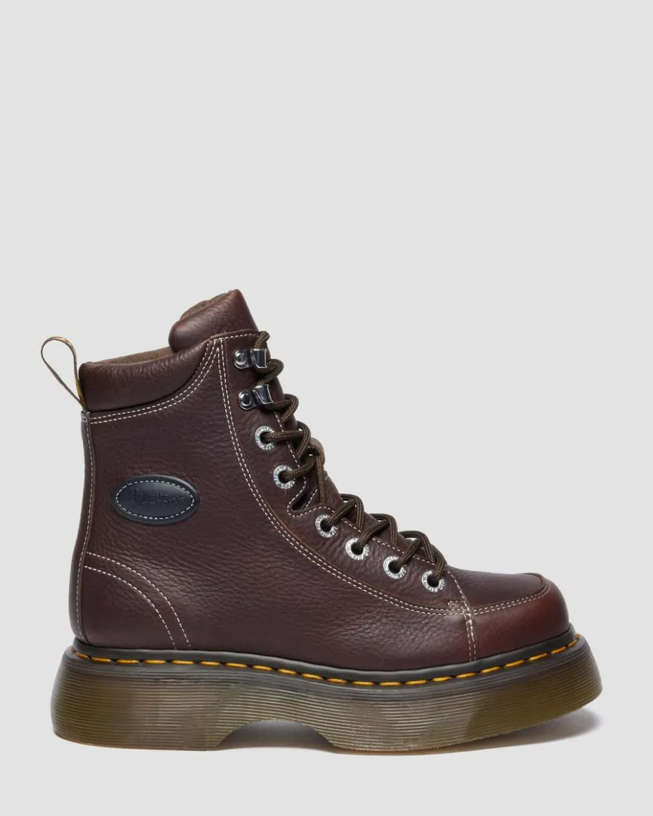 Dr. Martens Buzz: 90S-Inspired Chunky Soles|Brown & Tan Boots And Shoes*Buzz 8-Eye in Dark Brown Dark Brown — Grizzly