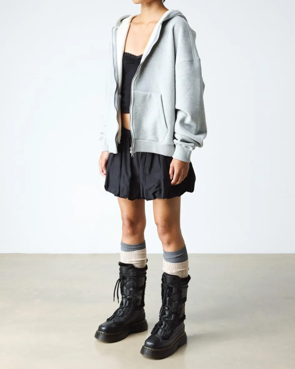 Dr. Martens Tall And Knee High Boots|Buzz: 90S-Inspired Chunky Soles*Buzz Lace Up Faux Fur Lined Grizzly Leather Boots in BLACK