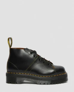 Dr. Martens Last Chance Styles*Church Platform Monkey Boots in Black Black — Vintage Smooth