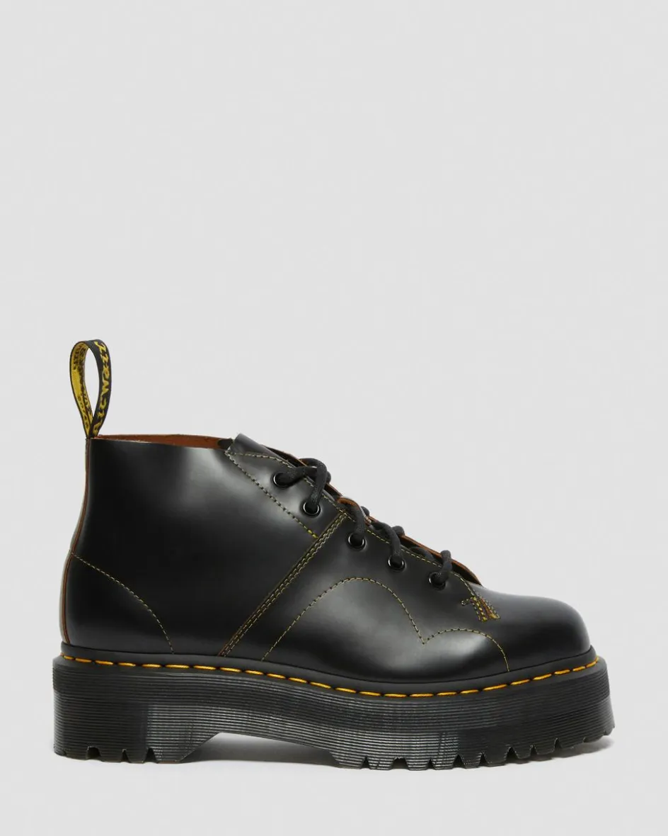 Dr. Martens Last Chance Styles*Church Platform Monkey Boots in Black Black — Vintage Smooth