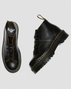 Dr. Martens Last Chance Styles*Church Platform Monkey Boots in Black Black — Vintage Smooth