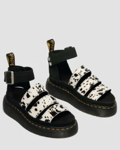 Dr. Martens Sandals|New And Featured*Clarissa Strap Hair On Leather Quad Sandals in Cream CREAM+BLACK