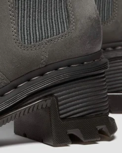 Dr. Martens Last Chance Styles*Corran Chelsea Waxy Suede Heeled Boots in Gunmetal Gunmetal — Waxy Suede Waterproof
