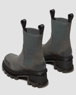 Dr. Martens Last Chance Styles*Corran Chelsea Waxy Suede Heeled Boots in Gunmetal Gunmetal — Waxy Suede Waterproof