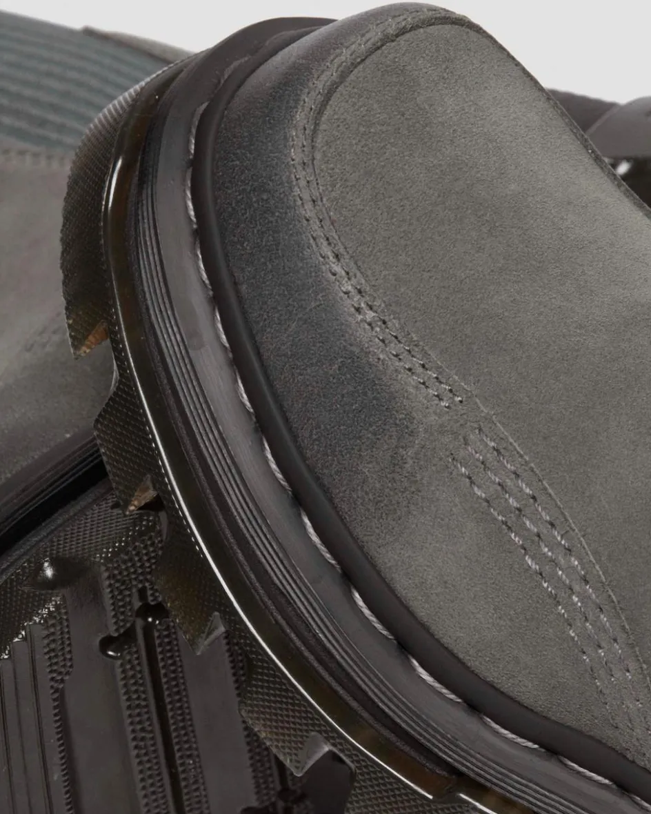 Dr. Martens Last Chance Styles*Corran Chelsea Waxy Suede Heeled Boots in Gunmetal Gunmetal — Waxy Suede Waterproof