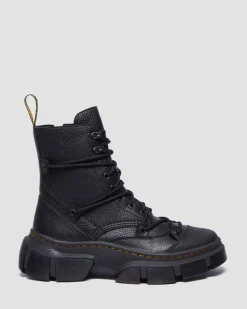 Dr. Martens Ankle Boots|Boots*DMXL 8-eye leather boots in Black Black — Lunar+Rubber Grained Leather