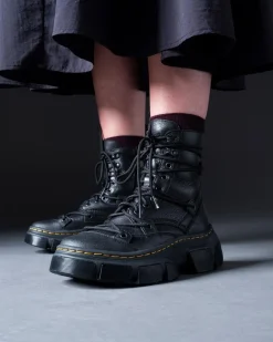 Dr. Martens Ankle Boots|Boots*DMXL 8-eye leather boots in Black Black — Lunar+Rubber Grained Leather