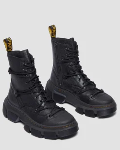 Dr. Martens Ankle Boots|Boots*DMXL 8-eye leather boots in Black Black — Lunar+Rubber Grained Leather
