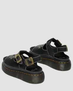 Dr. Martens Sandals|New And Featured*Dunnet Flower Full Grain Leather Sandals in Black Black — AR Rogue