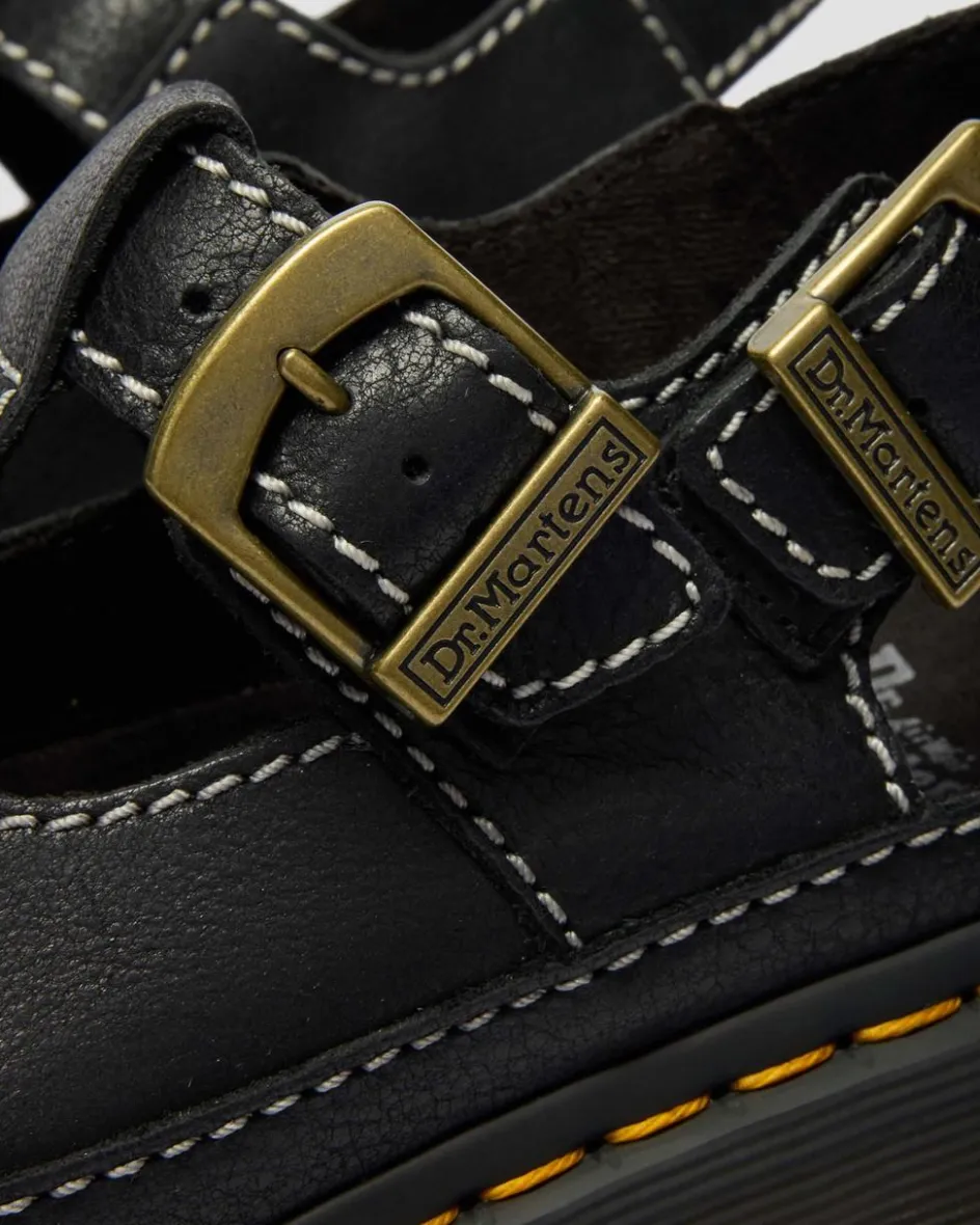 Dr. Martens Sandals|New And Featured*Dunnet Flower Full Grain Leather Sandals in Black Black — AR Rogue