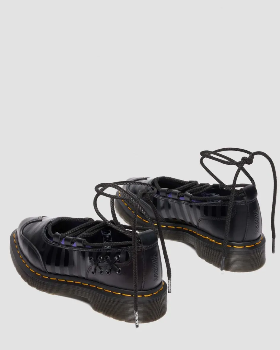 Dr. Martens Collaborations|Collaborations*Elphie II Wednesday Shoes in Black Black — Smooth Leather