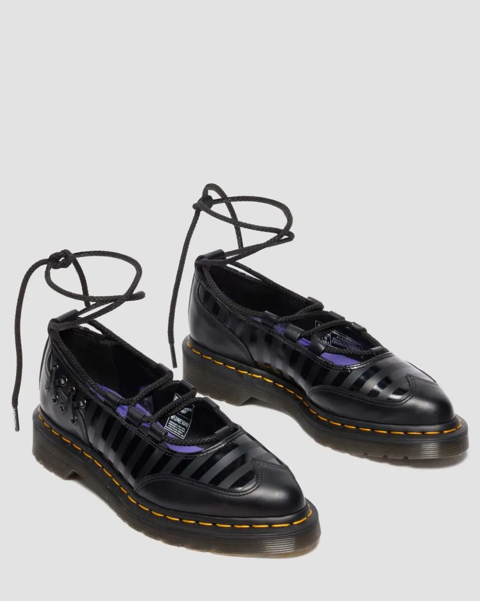 Dr. Martens Collaborations|Collaborations*Elphie II Wednesday Shoes in Black Black — Smooth Leather