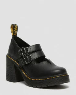 Dr. Martens Shoes|Platform Shoes*Eviee Sendal Leather Heeled Shoes in Black Black — Sendal