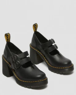 Dr. Martens Shoes|Platform Shoes*Eviee Sendal Leather Heeled Shoes in Black Black — Sendal