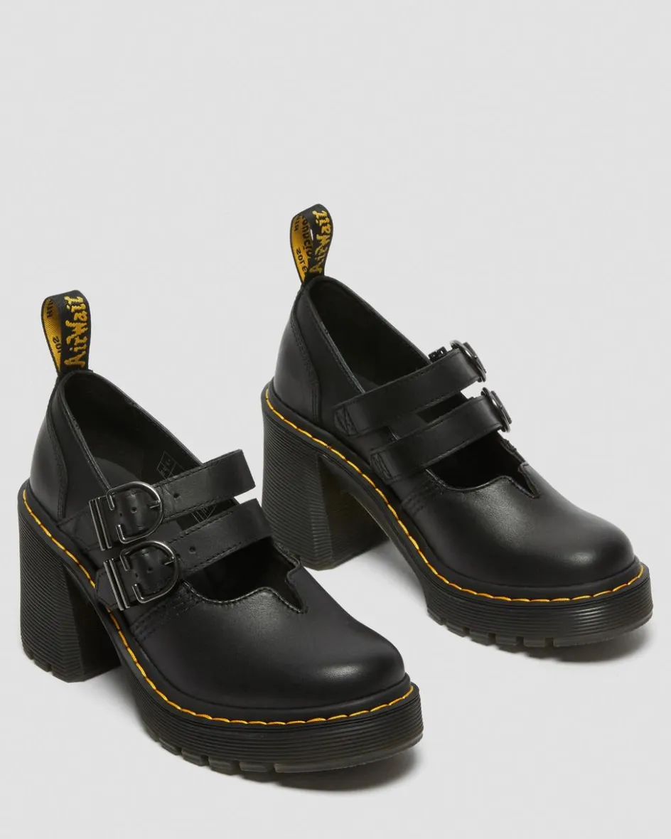Dr. Martens Shoes|Platform Shoes*Eviee Sendal Leather Heeled Shoes in Black Black — Sendal