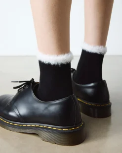 Dr. Martens Last Chance Styles|Last Chance Styles*FAUX FUR ORGANIC COTTON BLEND SOCKS in Black Black+White — Organic Cotton Blend