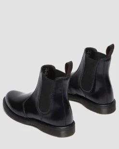 Dr. Martens Boots|Chelsea Boots*Flora Smooth Chelsea Boots in Black Black — Polished Smooth