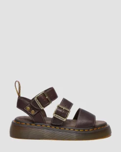 Dr. Martens Sandals|New And Featured*Gryphon Quad Grizzly Leather Sandals in Dark Brown Dark Brown — Grizzly