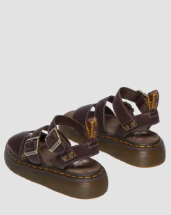 Dr. Martens Sandals|New And Featured*Gryphon Quad Grizzly Leather Sandals in Dark Brown Dark Brown — Grizzly