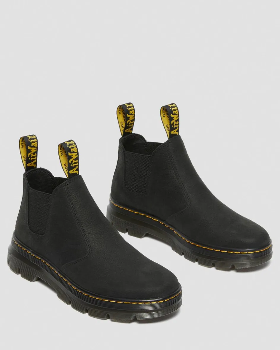 Dr. Martens Boots|Chelsea Boots*Hardie II Leather Chelsea Work Boots in Black Black — Pit Quarter